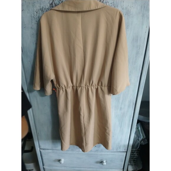 Asus Wide Sleeve Thai Front Knee Length Dress Sz 8 Tan Boho Cottage Core... - Picture 7 of 9
